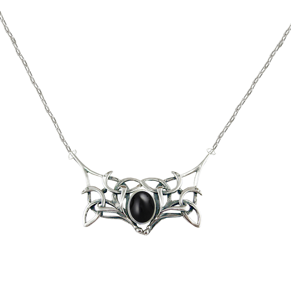 Sterling Silver Celtic Necklace from "The Book Of Kells" with Black Onyx